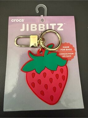 Jibbitz Red Strawberry Keyring with Gold Hardware